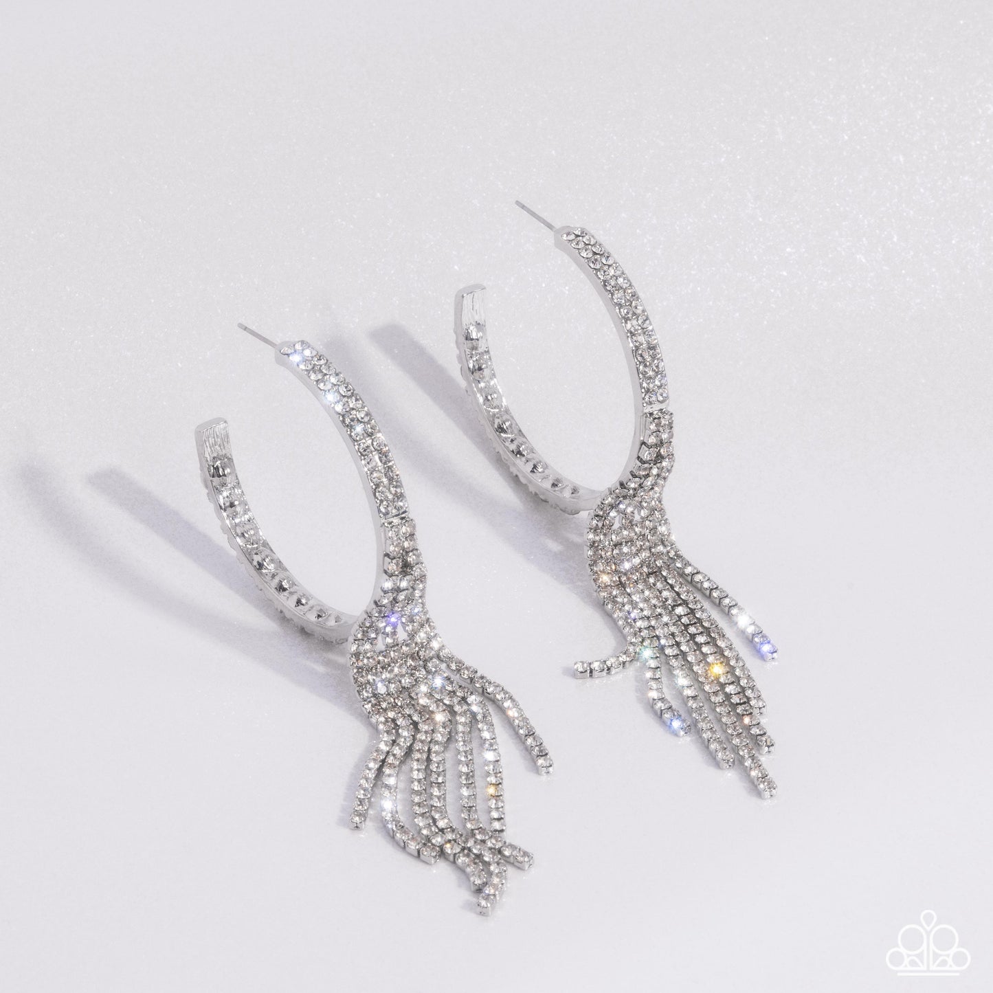 Jaw-Dropping Jubilee - White Hoop Earring - Paparazzi - Dare2bdazzlin N Jewelry