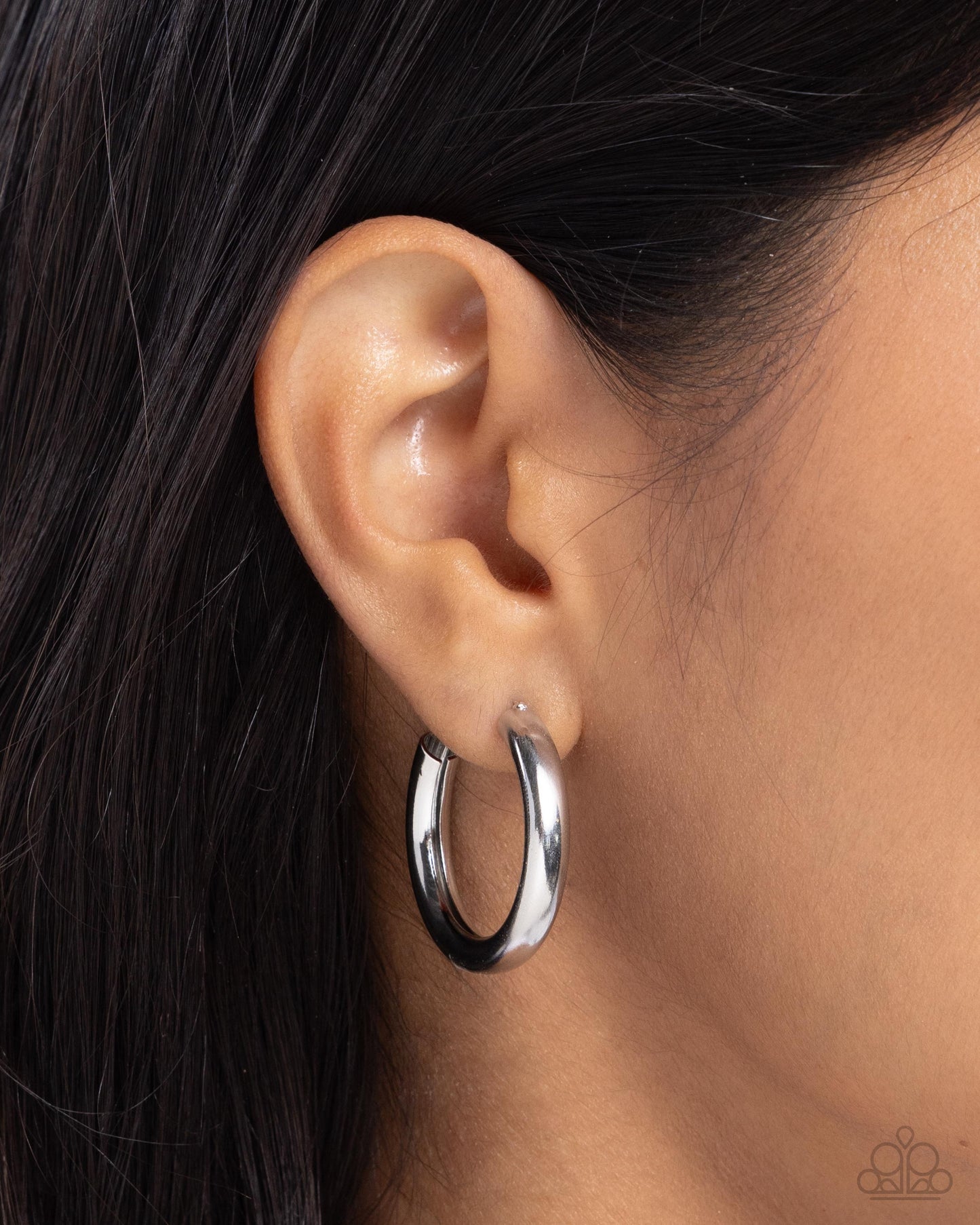 Second Sight - Silver Hoop Earring - Paparazzi - Dare2bdazzlin N Jewelry