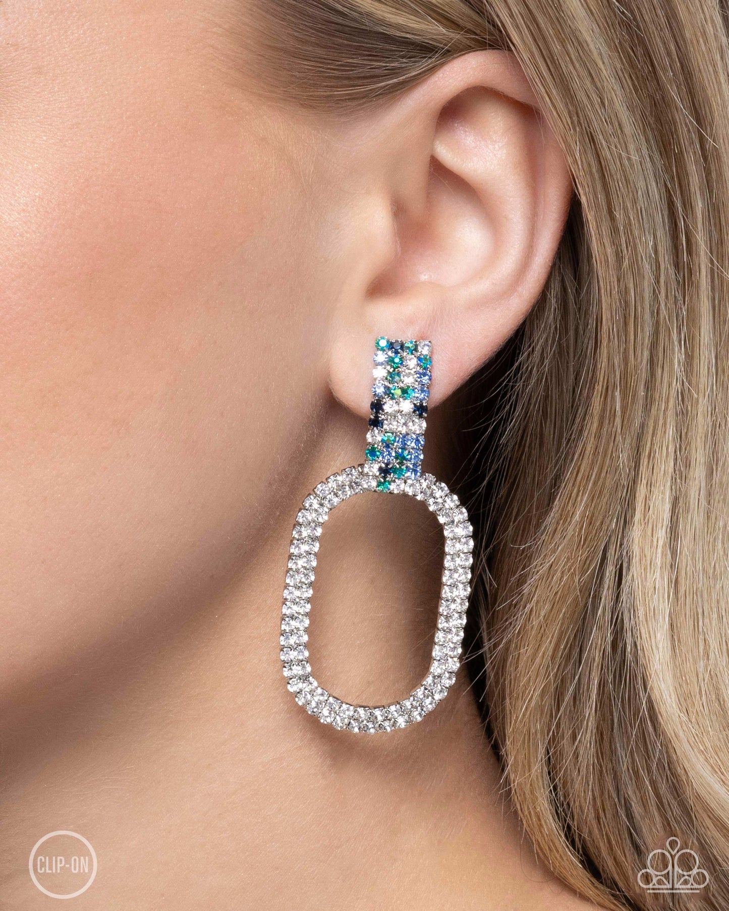 Guarded Glitz - Blue Clip-On Earring - Paparazzi - Dare2bdazzlin N Jewelry