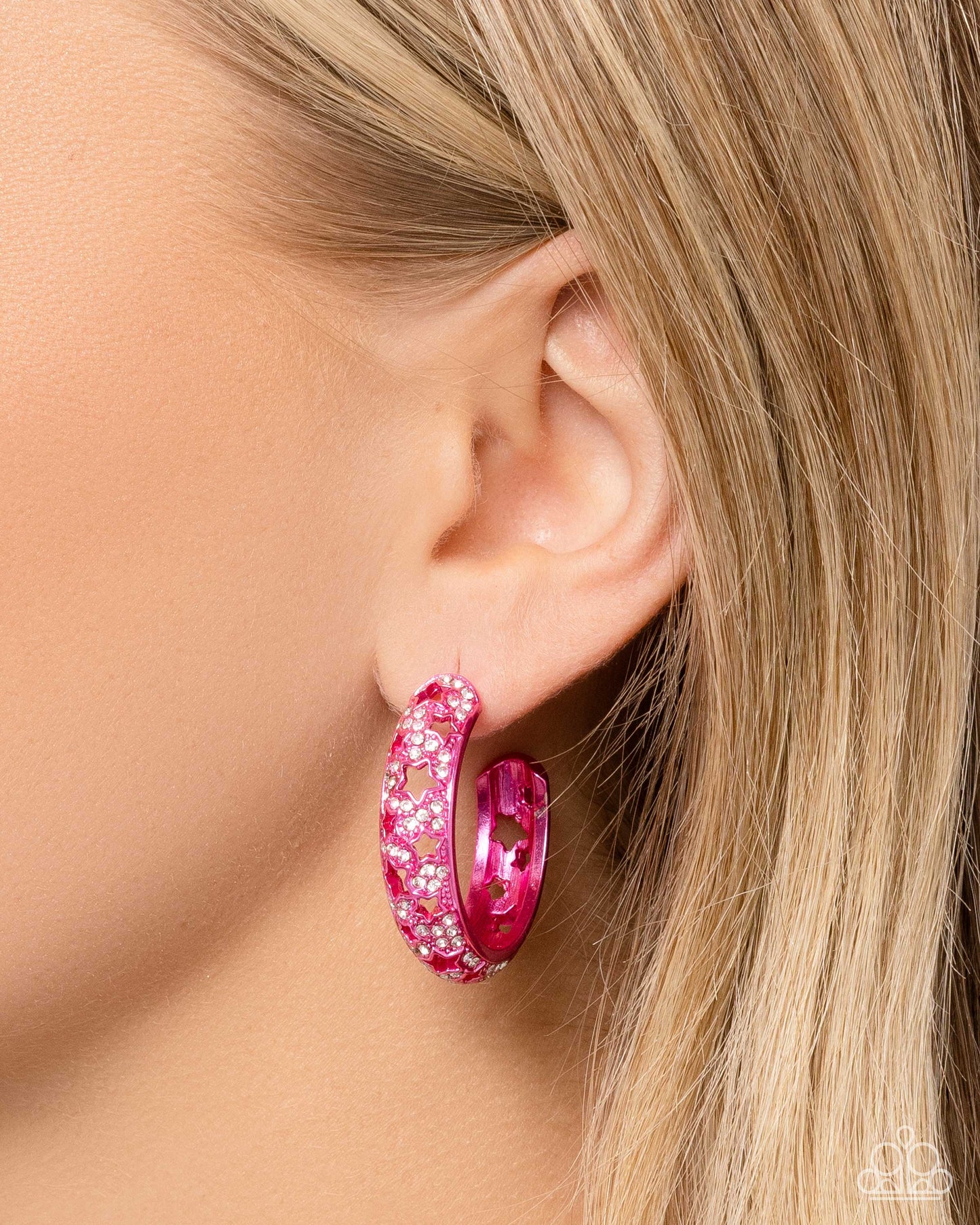 Stellar Significance - Pink Hoop Earring - Paparazzi - Dare2bdazzlin N Jewelry