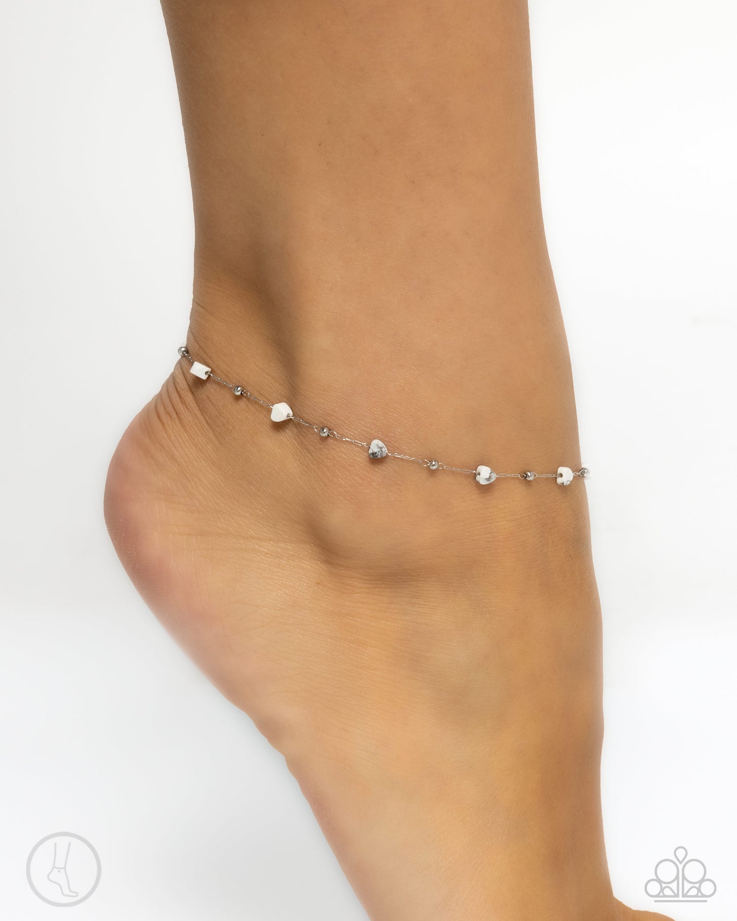 Don't Mention It - White Anklet - Paparazzi - Dare2bdazzlin N Jewelry