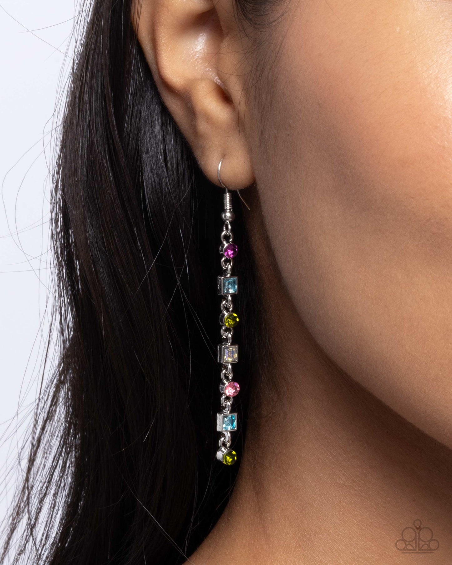 Square Slope - Multi Earring - Paparazzi - Dare2bdazzlin N Jewelry