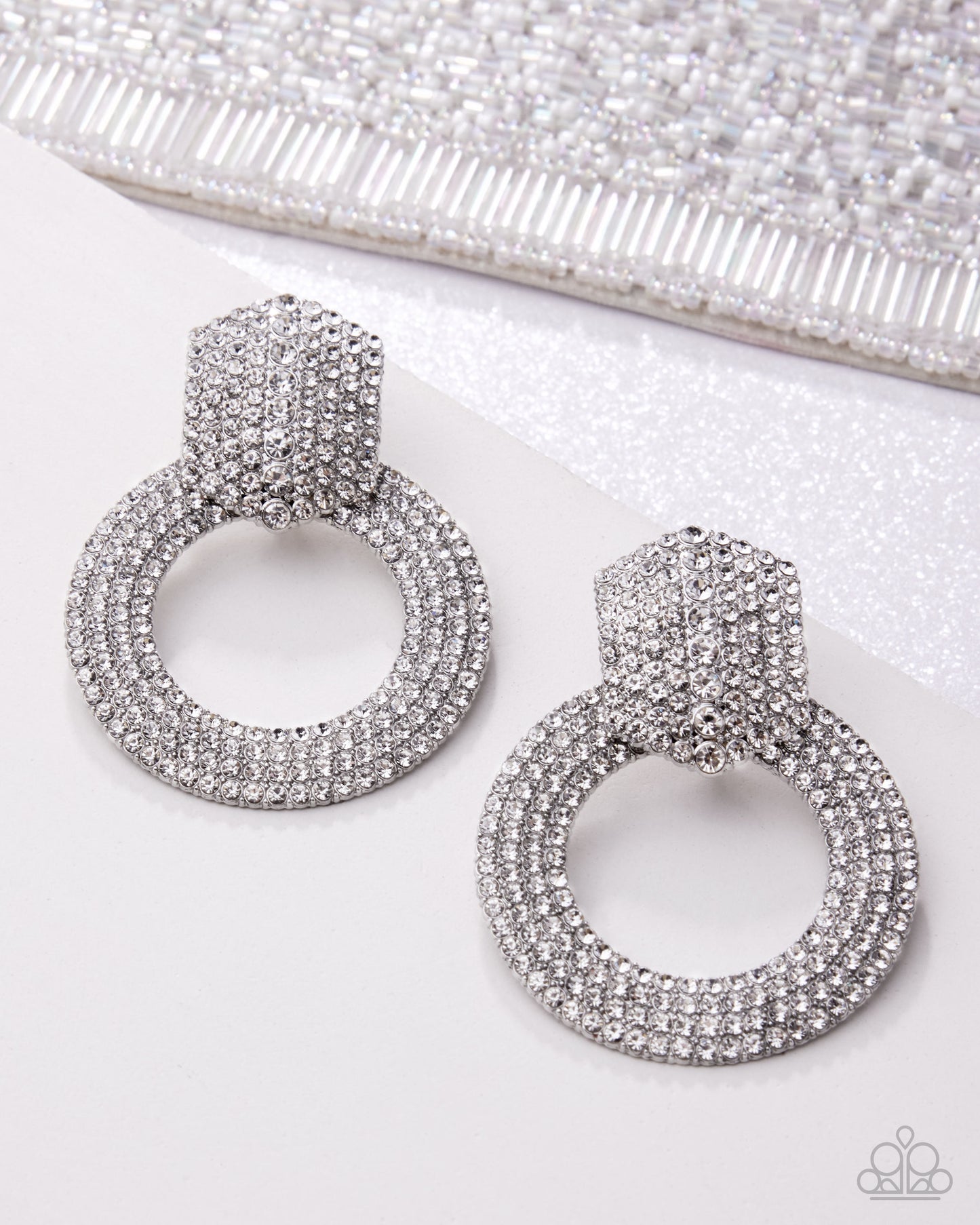 Sparkly Safeguard - White Post Earring - Paparazzi - Dare2bdazzlin N Jewelry