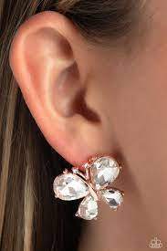 Winged Whimsy Copper Post Earring - Paparazzi - Dare2bdazzlin N Jewelry