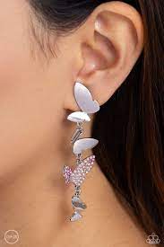 Flying Flashy Pink Clip-on Earring - Paparazzi - Dare2bdazzlin N Jewelry