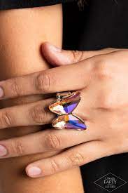 Fluorescent Flutter Orange Ring - Paparazzi - Dare2bdazzlin N Jewelry