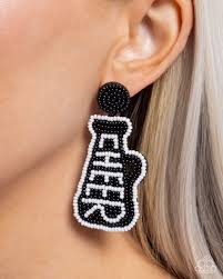 Cheer Captain Black Post Earring - Paparazzi - Dare2bdazzlin N Jewelry