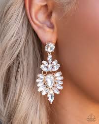 Darling Direction Gold Earring - Paparazzi - Dare2bdazzlin N Jewelry