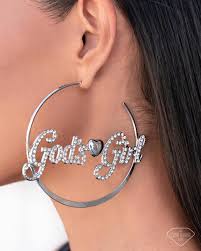 Shine with Purpose White Hoop Earring - Paparazzi - Dare2bdazzlin N Jewelry