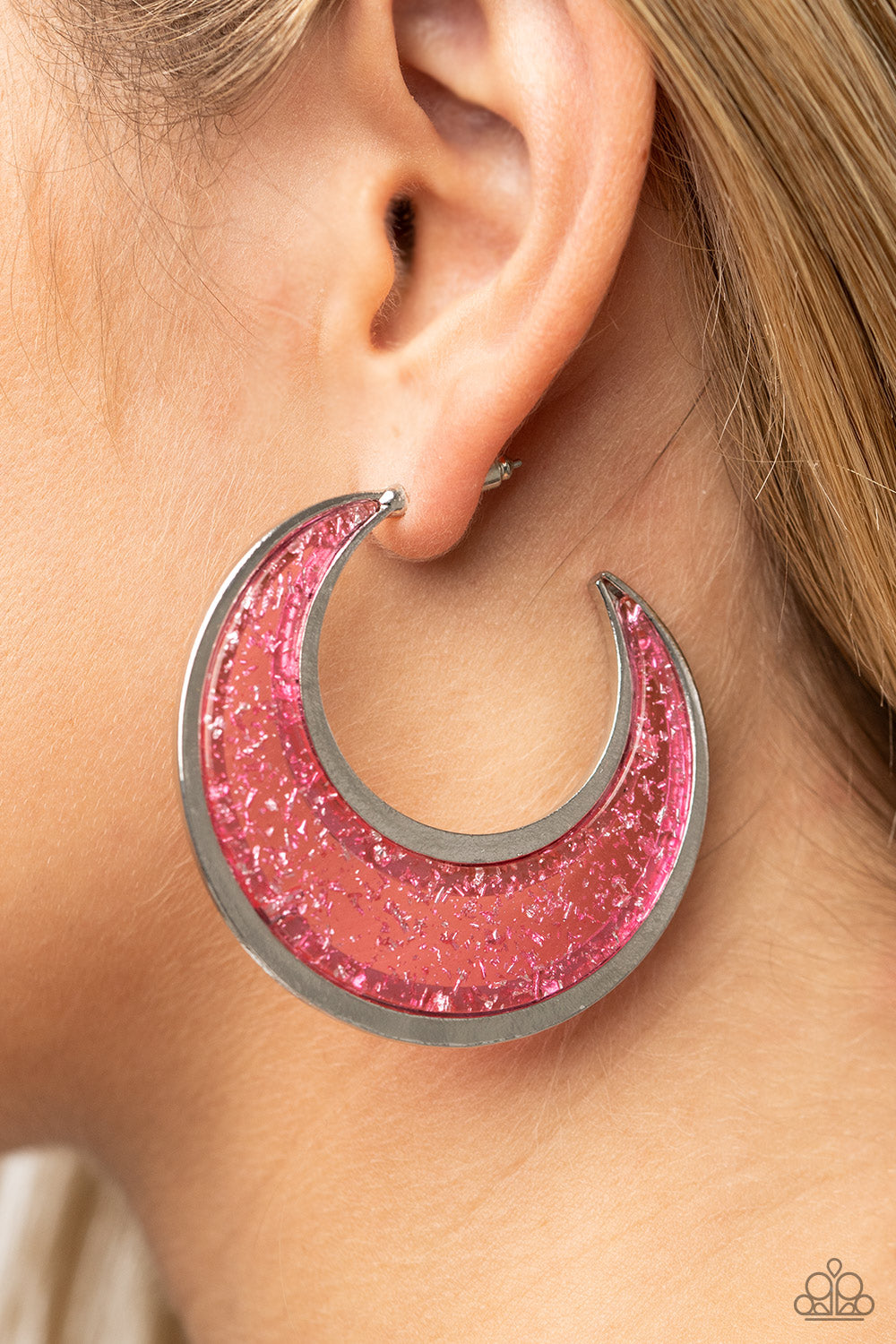 Charismatically Curvy - Pink Earring - Paparazzi - Dare2bdazzlin N Jewelry
