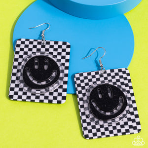 Cheeky Checkerboard - Black Earring - Paparazzi - Dare2bdazzlin N Jewelry