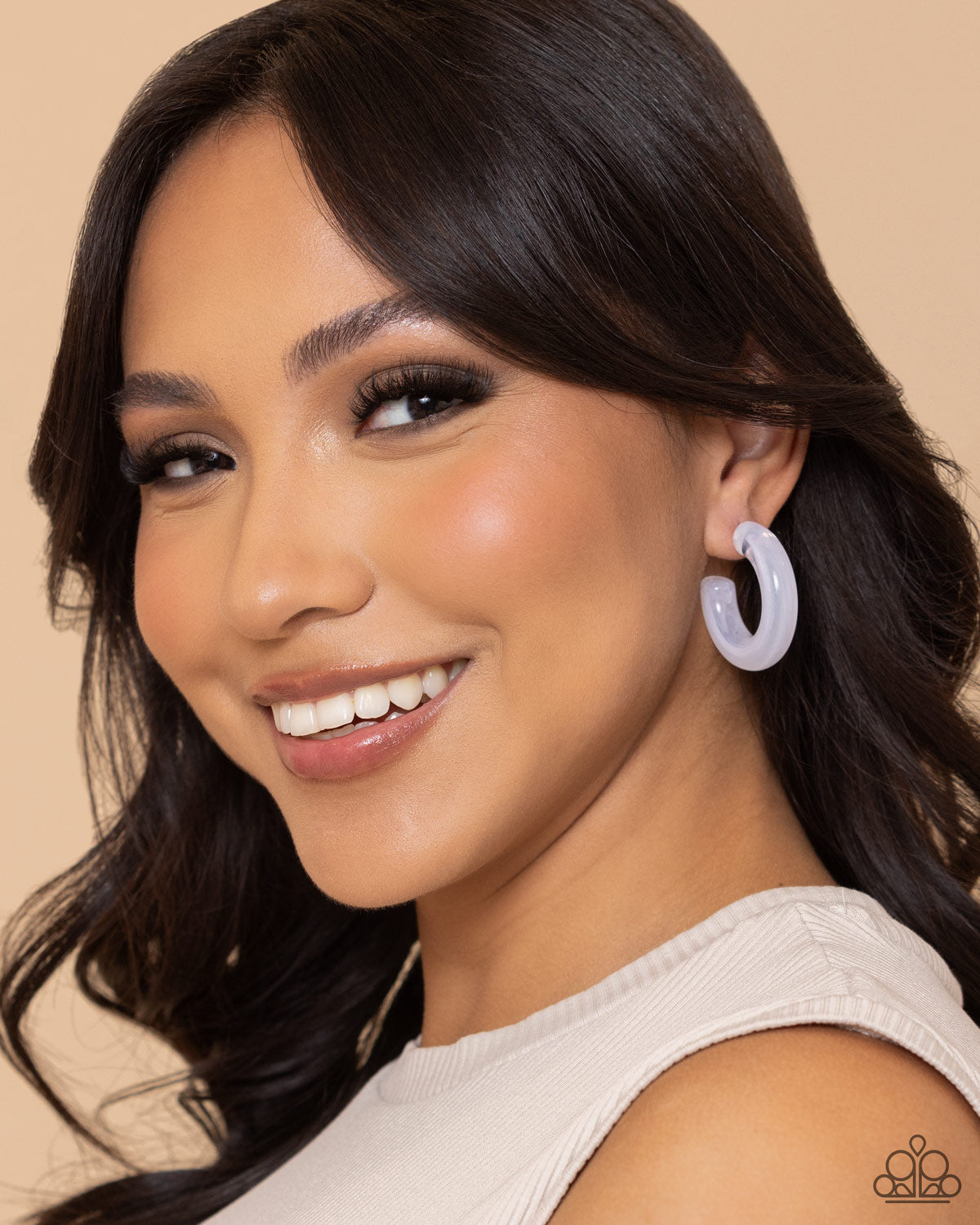 Glassy GAZE - White Earring - Paparazzi - Dare2bdazzlin N Jewelry