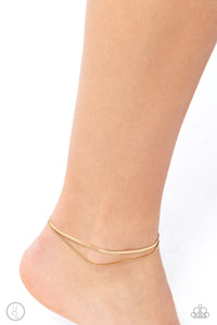 Glistening Gauge - Gold Anklet - Paparazzi - Dare2bdazzlin N Jewelry