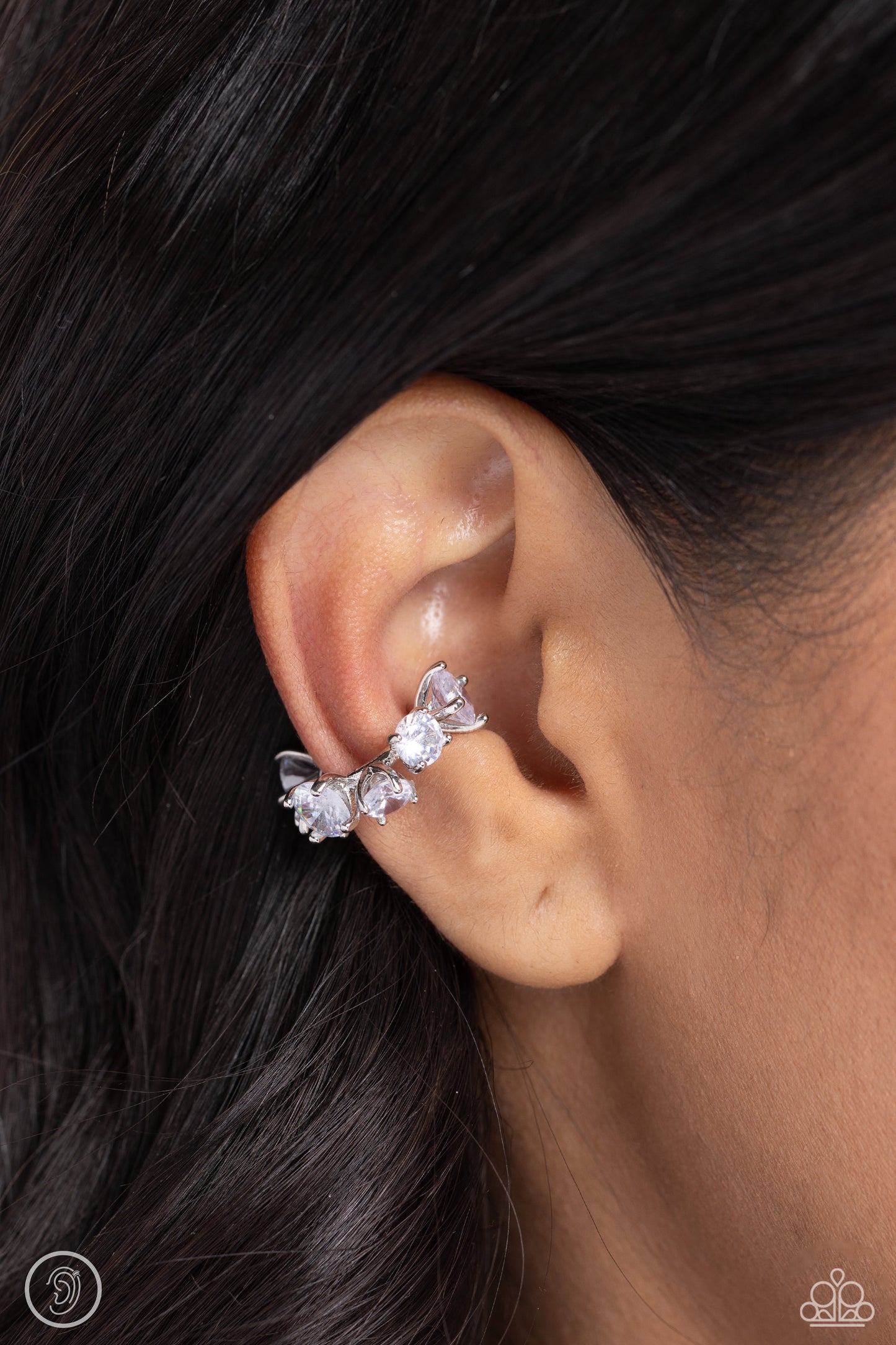 Breathtaking Blend White Earring Cuff - Paparazzi - Dare2bdazzlin N Jewelry