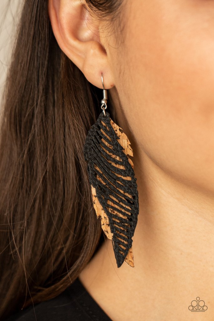 WINGING Off The Hook Black Earring - Paparazzi - Dare2bdazzlin N Jewelry