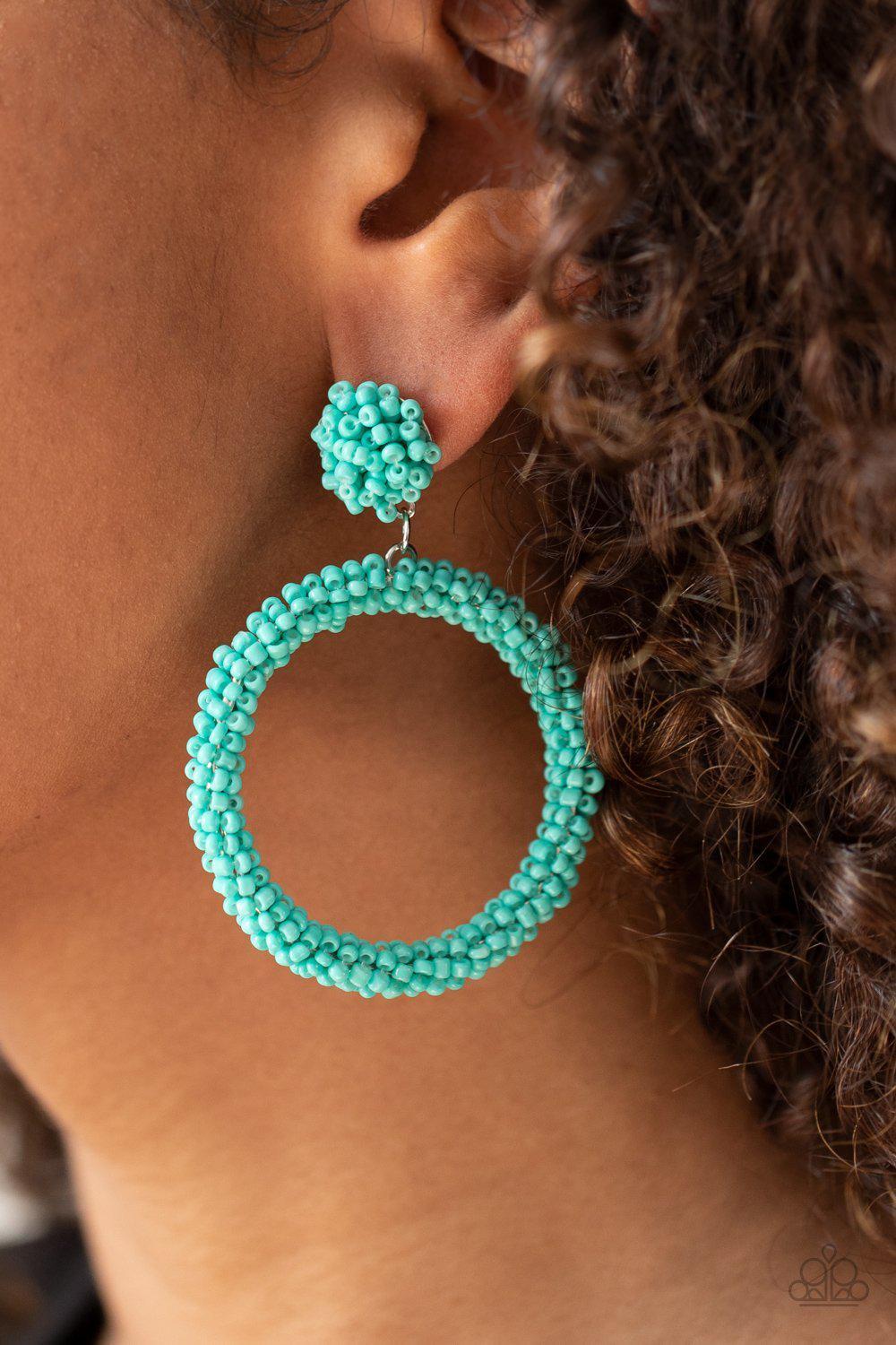 Be All You Can BEAD Blue Post Earring - Paparazzi - Dare2bdazzlin N Jewelry