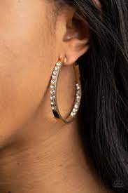 Borderline Brilliance Gold Earring - Paparazzi - Dare2bdazzlin N Jewelry