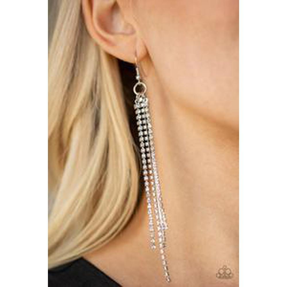 Center Stage Status White Earrings - Paparazzi - Dare2bdazzlin N Jewelry