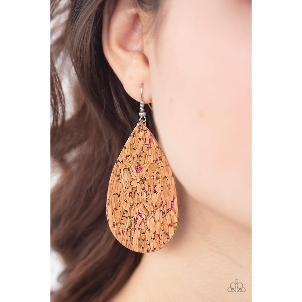 CORK It Over - Pink Earring - Paparazzi - Dare2bdazzlin N Jewelry