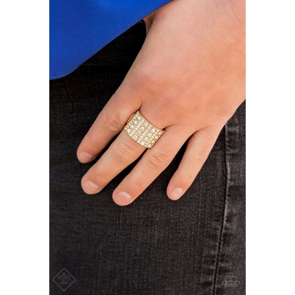 Diamond Drama Gold Ring - Paparazzi - Dare2bdazzlin N Jewelry