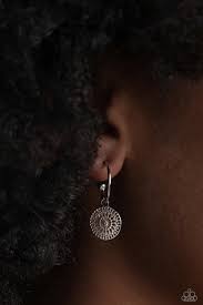 Mandala Maiden Silver Hoop Earring - Paparazzi - Dare2bdazzlin N Jewelry