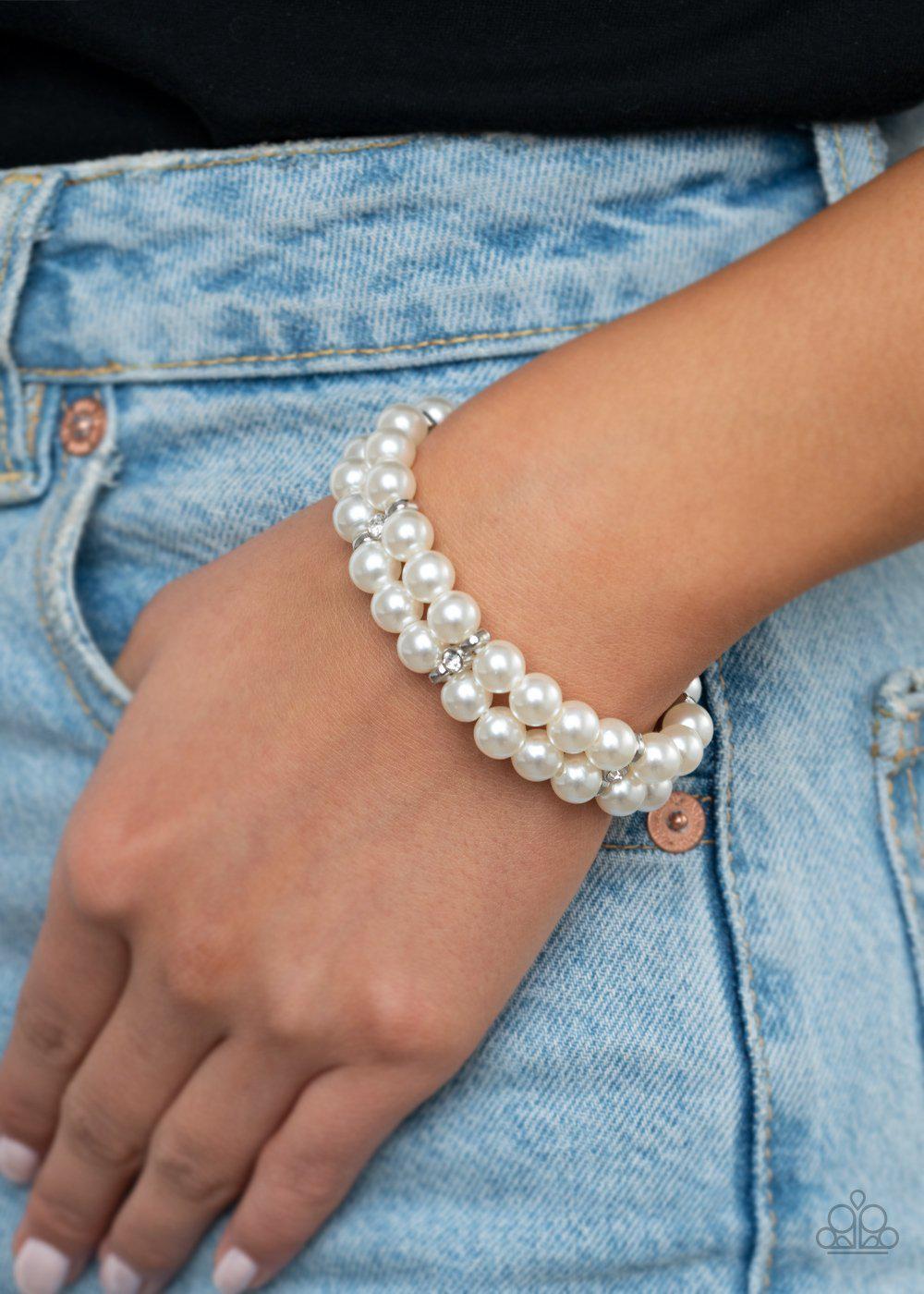 Downtown Debut - White Bracelet - Paparazzi - Dare2bdazzlin N Jewelry