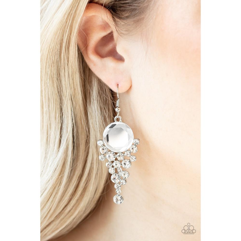 Elegantly Effervescent - White Earrings - Paparazzi - Dare2bdazzlin N Jewelry