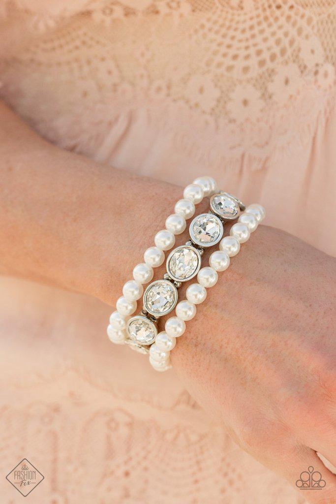 Flawlessly Flattering White Bracelet - Paparazzi - Dare2bdazzlin N Jewelry
