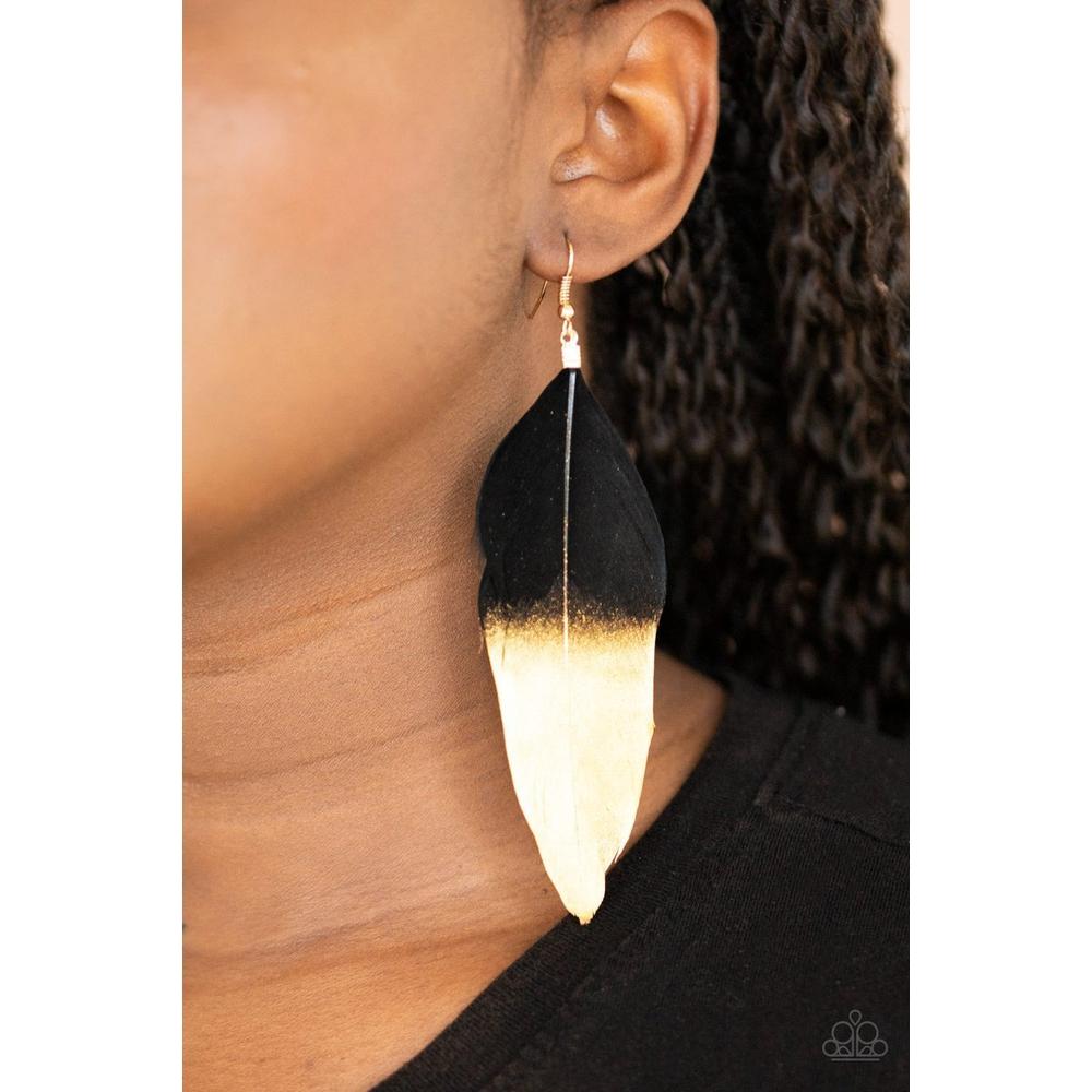 Fleek Feathers - Black Earring - Paparazzi - Dare2bdazzlin N Jewelry