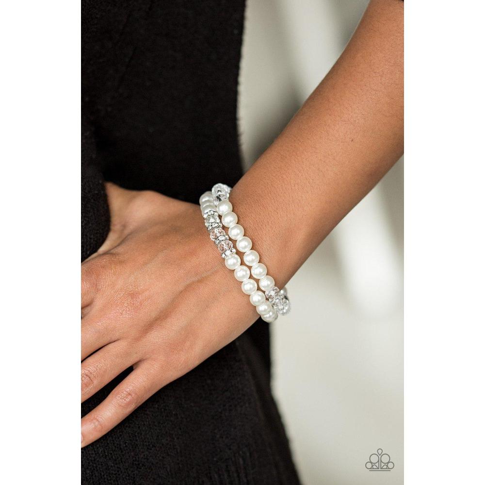 Get A BALLROOM! - White Bracelet - Paparazzi - Dare2bdazzlin N Jewelry