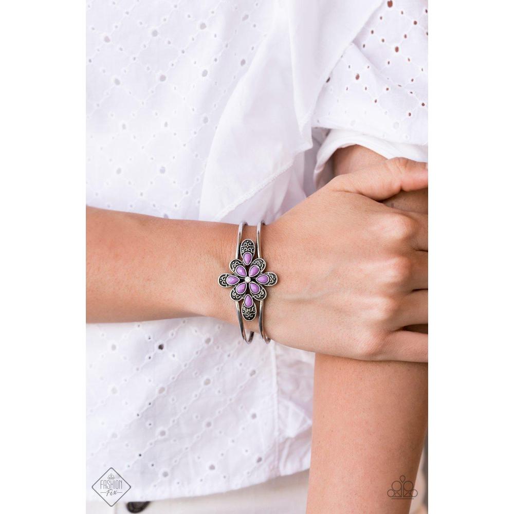 Go With The FLORALS Purple Bracelet - Paparazzi - Dare2bdazzlin N Jewelry