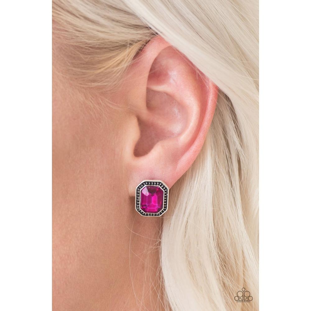 Grand GLAM Pink Post Earrings - Paparazzi - Dare2bdazzlin N Jewelry