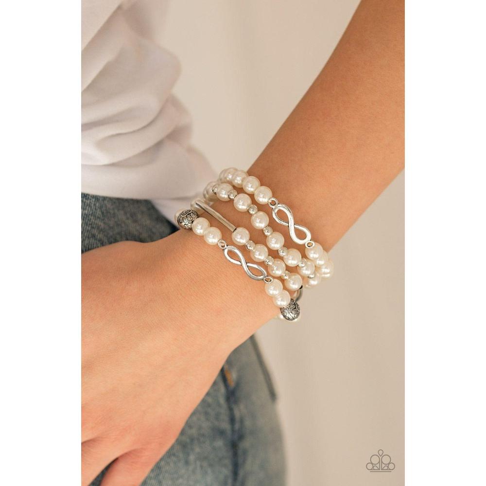 Limitless Luxury White Bracelet - Paparazzi - Dare2bdazzlin N Jewelry