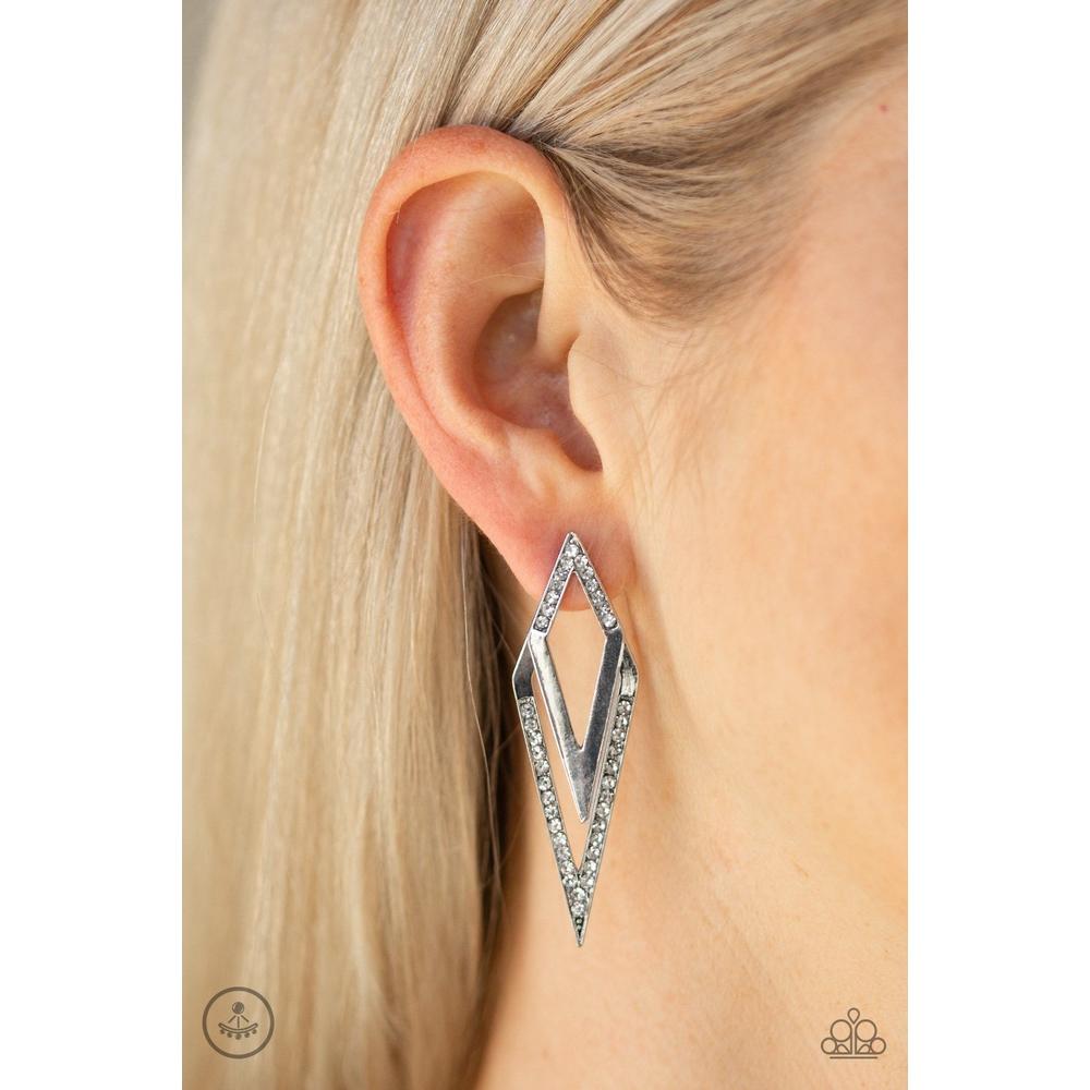 Point-BANK - White Earrings - Paparazzi - Dare2bdazzlin N Jewelry