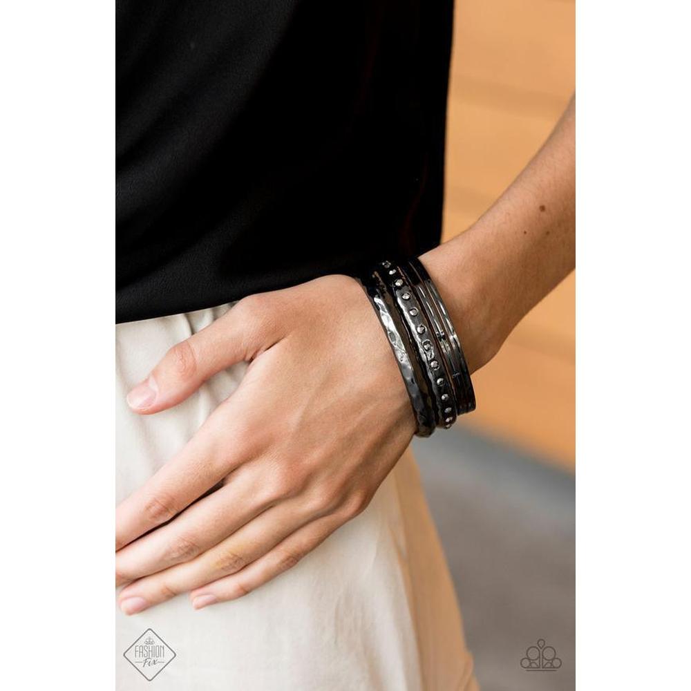 Revved Up Rhinestones Black Bracelet - Paparazzi - Dare2bdazzlin N Jewelry