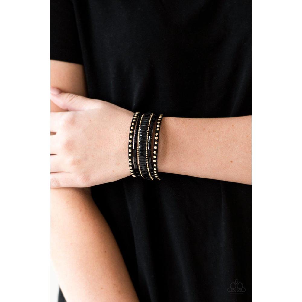Rock Star Rocker Black/Gold Bracelet - Paparazzi - Dare2bdazzlin N Jewelry