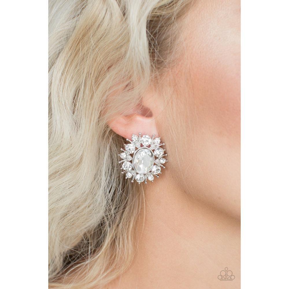 Serious Star Power White Earrings - Paparazzi - Dare2bdazzlin N Jewelry