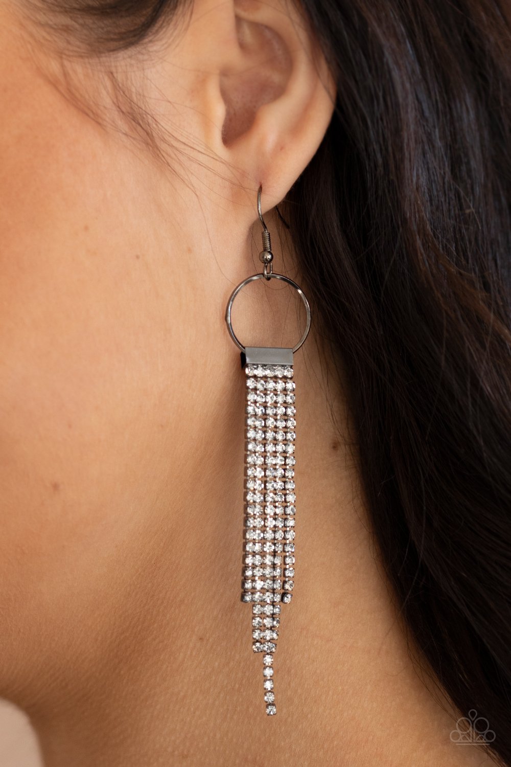 Tapered Twinkle - Black Earring - Paparazzi - Dare2bdazzlin N Jewelry