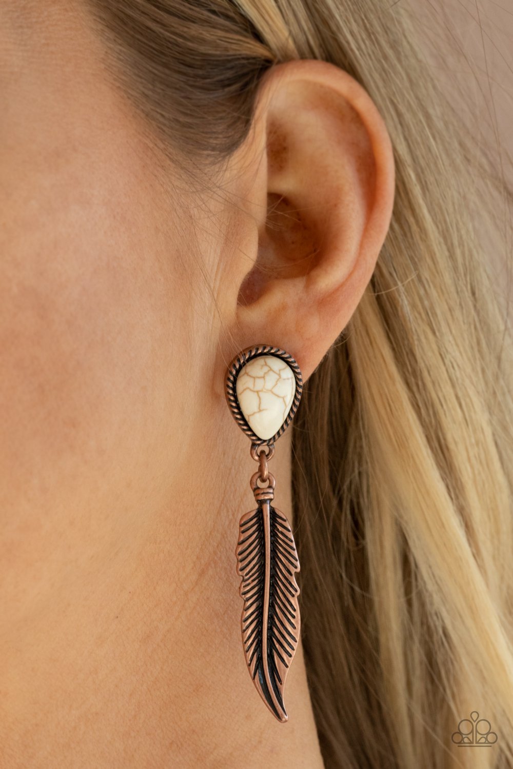 Totally Tran-QUILL - Copper Earring - Paparazzi - Dare2bdazzlin N Jewelry