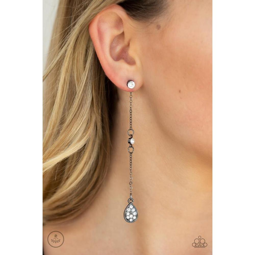When It REIGNS Black Post Earrings - Paparazzi - Dare2bdazzlin N Jewelry