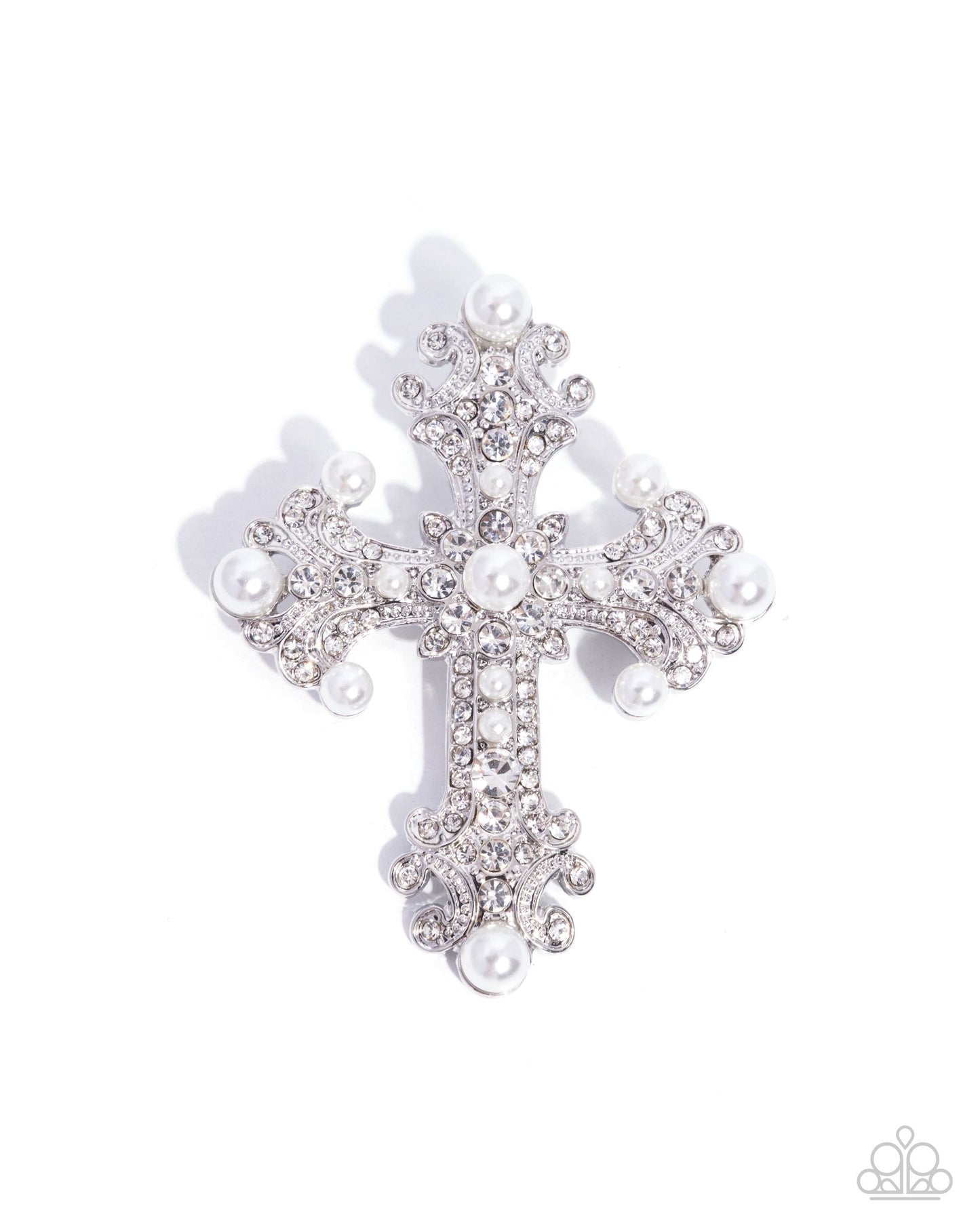 Candescent Cross White Brooch - Paparazzi