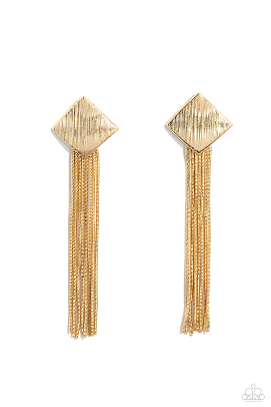 Experimental Elegance - Gold Post Earring - Paparazzi - Dare2bdazzlin N Jewelry