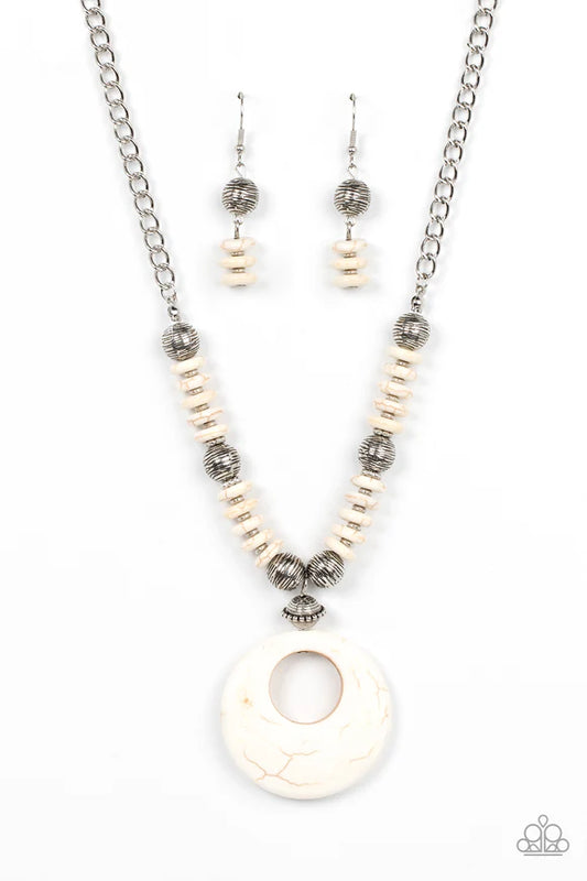 Oasis Goddess White Necklace - Paparazzi - Dare2bdazzlin N Jewelry