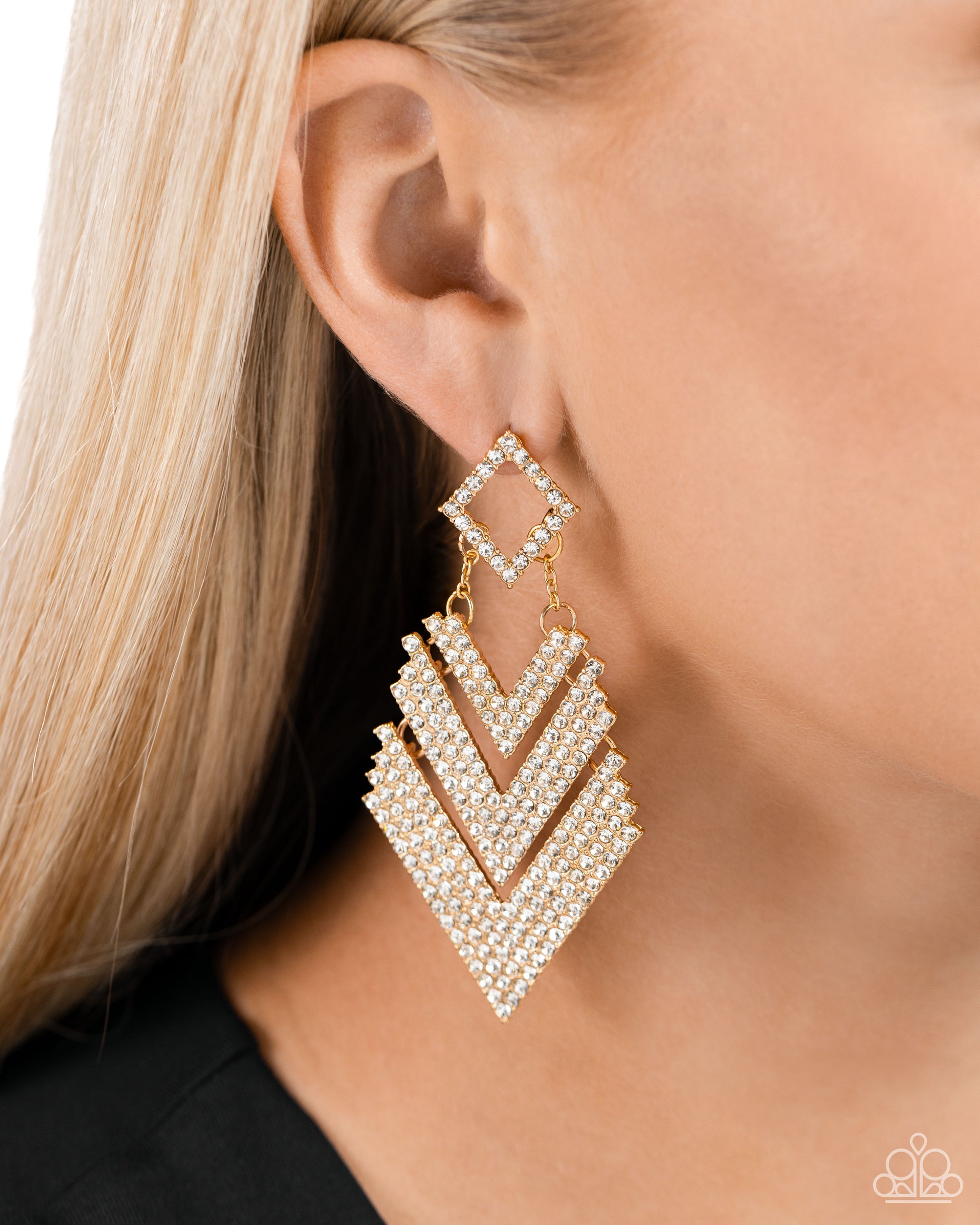 Cautious Caliber - Gold Post Earring - Paparazzi - Dare2bdazzlin N Jewelry