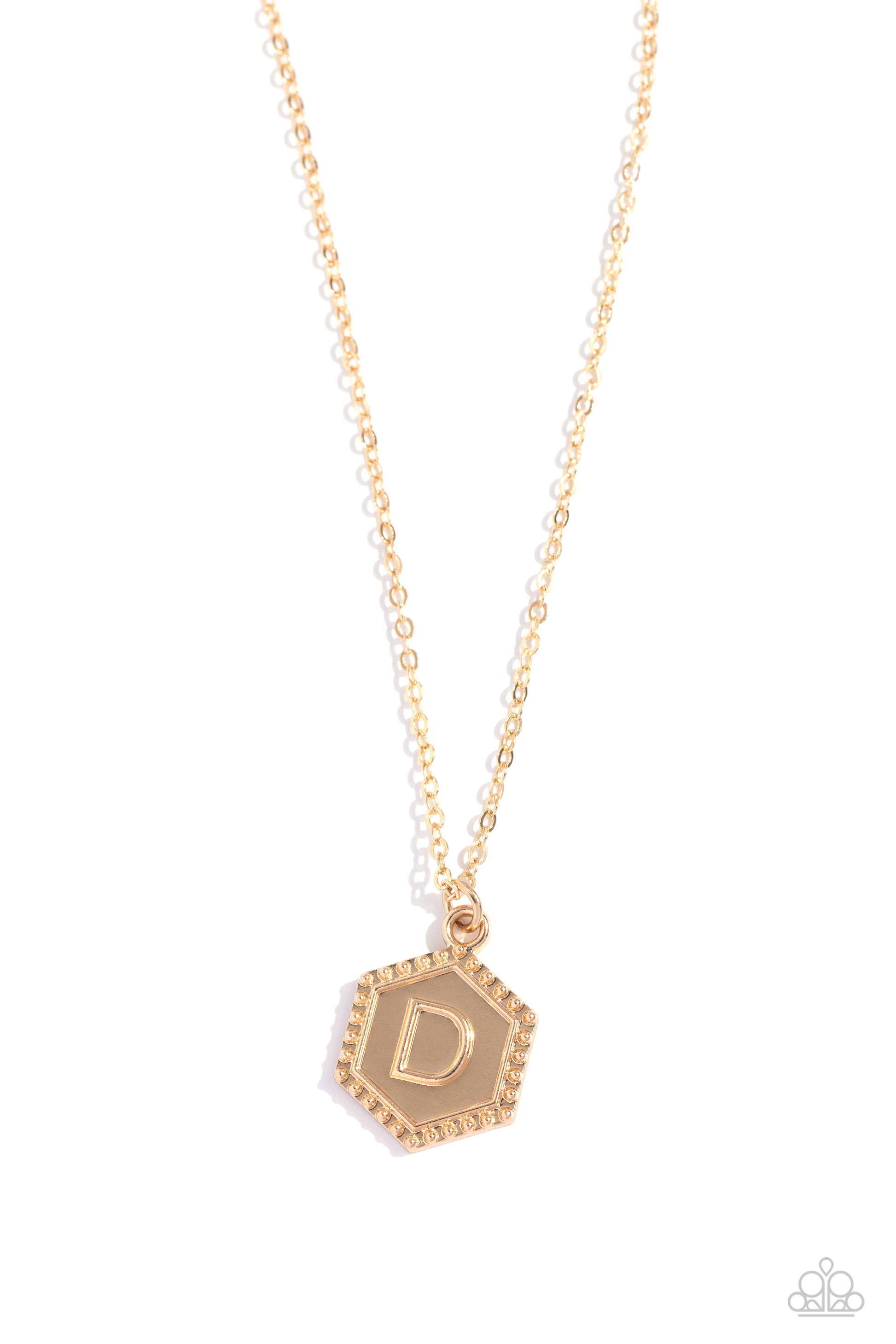 Emblematic Elegance - Gold - D Necklace - Paparazzi - Dare2bdazzlin N Jewelry