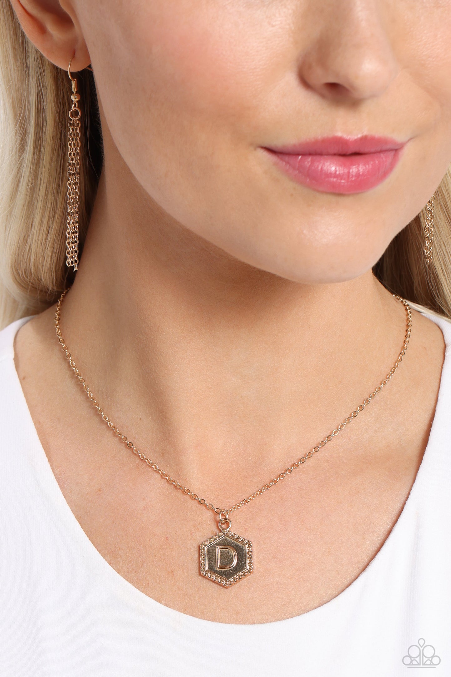 Emblematic Elegance - Gold - D Necklace - Paparazzi - Dare2bdazzlin N Jewelry