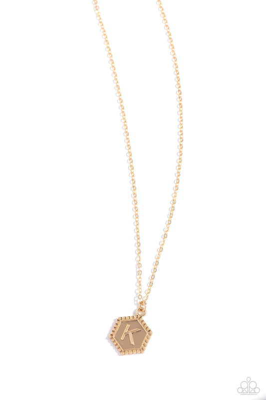 Emblematic Elegance - Gold - K Necklace - Paparazzi - Dare2bdazzlin N Jewelry