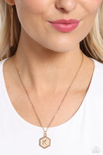 Load image into Gallery viewer, Emblematic Elegance - Gold - K Necklace - Paparazzi
