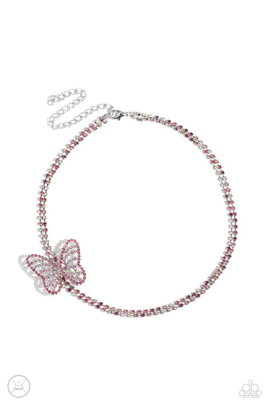 Flying Fantasy Pink Choker/Necklace - Paparazzi - Dare2bdazzlin N Jewelry
