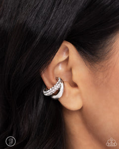 Sizzling Spotlight - White Earring Cuff - Paparazzi - Dare2bdazzlin N Jewelry